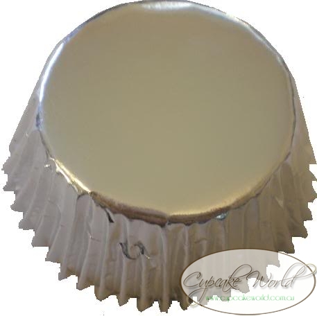 METALLIC SILVER SHINY FOIL & PAPER CUPCAKE CASES - 100PCS