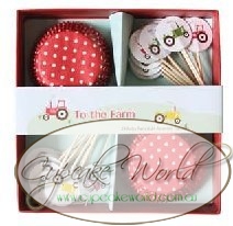 ROBERT GORDON RED TO THE FARM CUPCAKE CASE & TOPPER SET ROBERT GORDON RED TO THE FARM CUPCAKE CASE & TOPPER SET