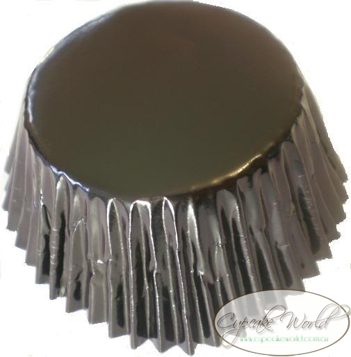 SEXY, METALLIC BLACK FOIL MUFFIN / CUPCAKE CASES X 25