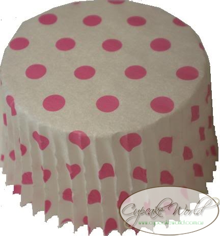 LILAC POLKA DOTS PAPER MUFFIN / CUPCAKE CASES X 50 - Click Image to Close