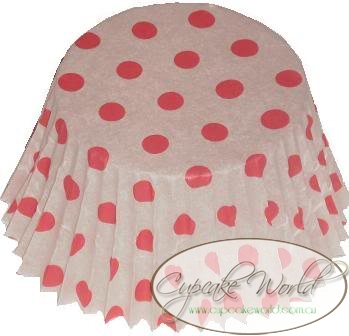 RED POLKA DOTS PAPER MUFFIN / CUPCAKE CASES X 50