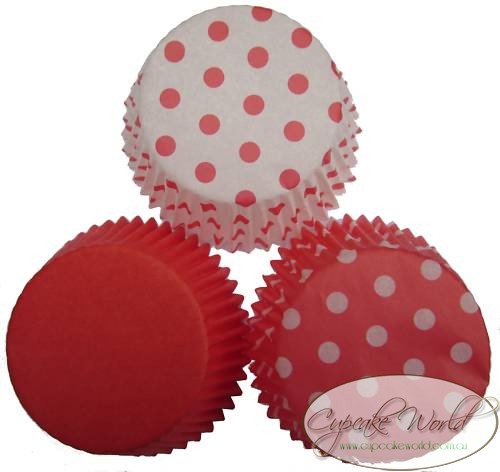 BRIGHT RED TRIO PAPER MUFFIN / CUPCAKE CASES CUPS X 60